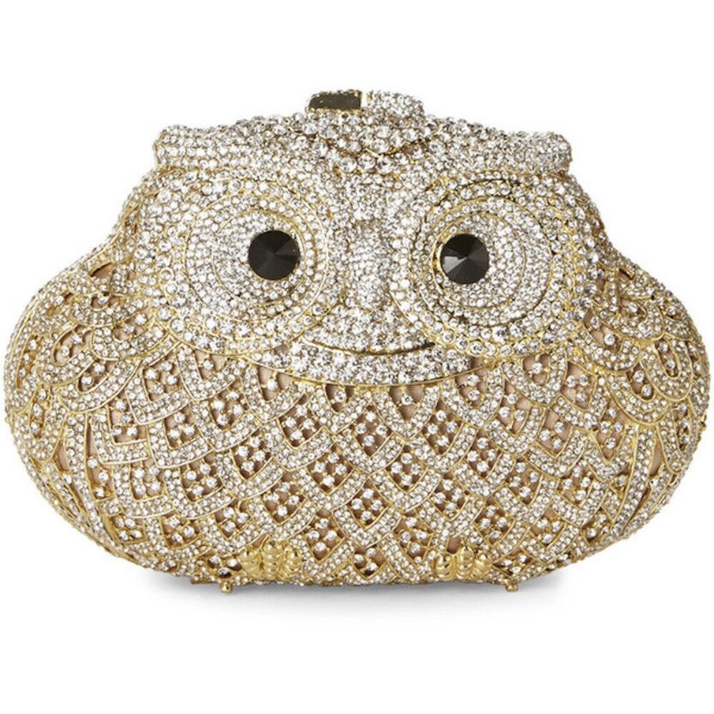 Natasha Couture Minaudiere Crystal Embellished Owl Clutch
